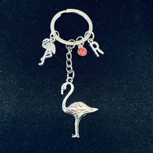 Flamingos themed keychain personalized